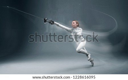 Professional fencer with rapier