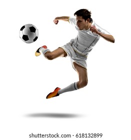 Professional Football Player On White Background Stock Photo 618132899 ...