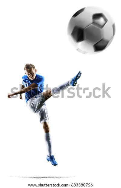 Professional Football Soccer Player Action Isolated Stock Photo (Edit ...