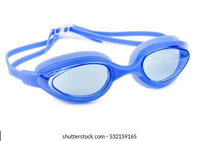 Professional glasses for swimming isolated on a white background. Blue swim goggle. - Shutterstock ID 532159165