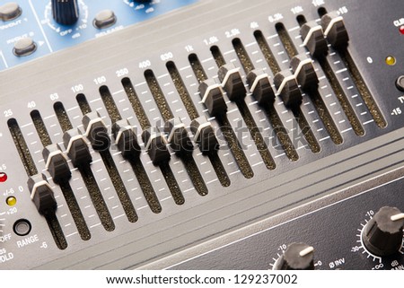 Professional graphic audio equalizer close-up