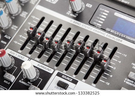 Professional graphic audio equalizer close-up