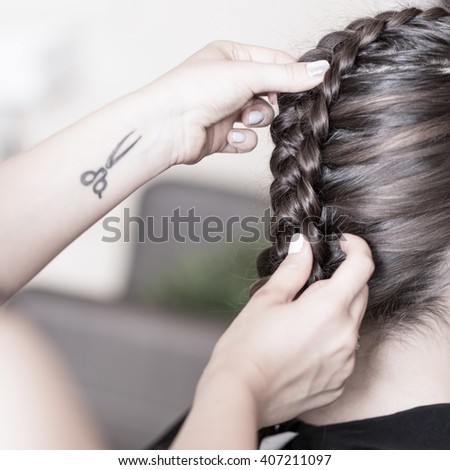 Similar – Image, Stock Photo Modern hairstyle Braids