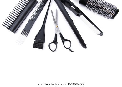 Professional Hairdresser Tools Isolated On White Stock Photo 151996592 ...