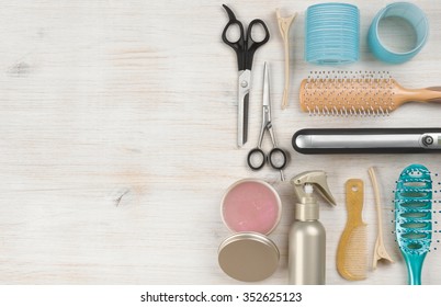 Professional Hairdressing Tools And Accessories With Left Side Copy Space