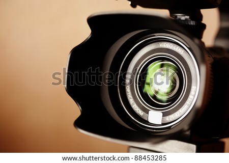 professional high definition camcorder in close up, selective focus
