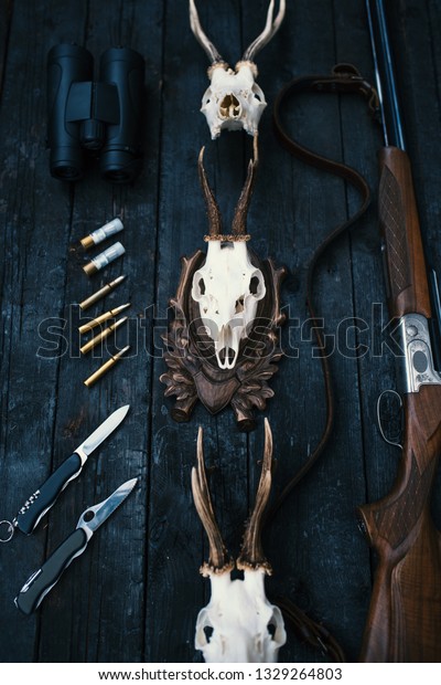 Hunting Rifle Knives Stock Photo 