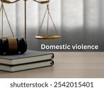 A professional image focused on domestic violence law, featuring a gavel, legal documents, and supportive resources. Ideal for content on legal protections, restraining orders.