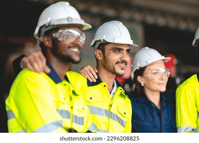 Professional industry engineer and factory foreman worker team person Wearing safety helmet hard hat, Technician people teamwork in work site of business construction and manufacturing technology job - Powered by Shutterstock