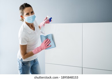 Professional Janitor Office Cleaning Service In Face Mask