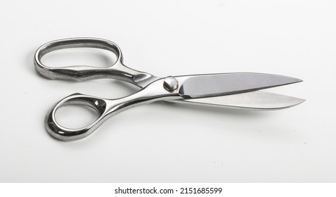 Professional Kitchen Scissors On White Background