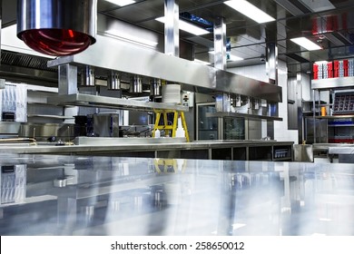 Professional Kitchen, View Counter In Stainless Steel .