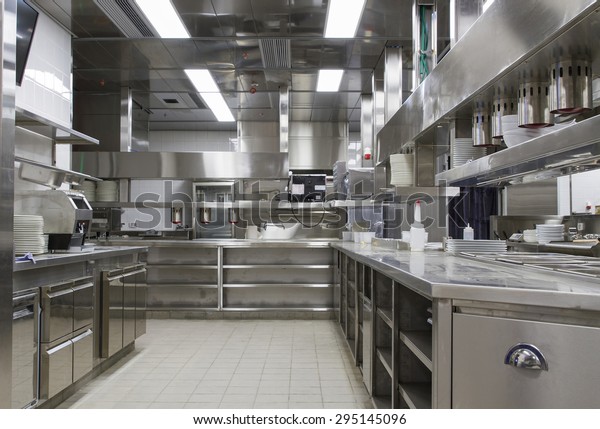 Professional Kitchen View Counter Stainless Steel Stock Photo 295145096 ...