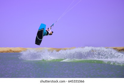 Professional Kite Boarding Rider Sportsman Jumps Stock Photo 645331066 ...