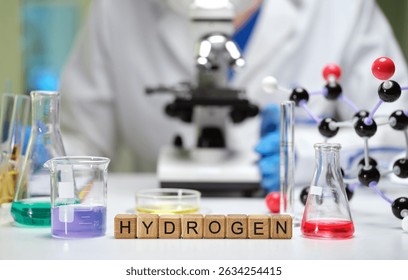 A professional lab setup featuring captivating hydrogen experiments and advanced microscopy techniques