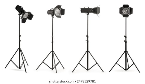 Professional lighting equipment isolated on white, set - Powered by Shutterstock