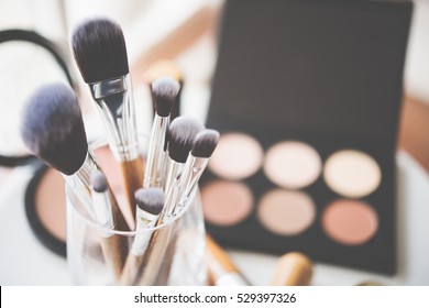 Professional makeup brushes and tools - Shutterstock ID 529397326