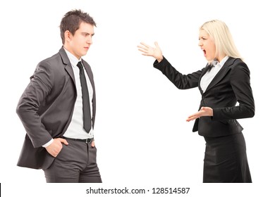 Professional Male Female Having Argument Isolated Stock Photo 128514587 ...