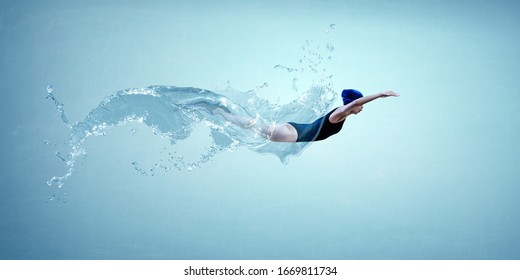 Professional man swimmer on a wave - Powered by Shutterstock