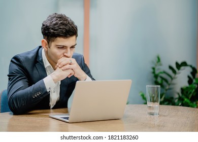 Professional Manager Sits Laptop His Workplace Stock Photo 1821183260 ...