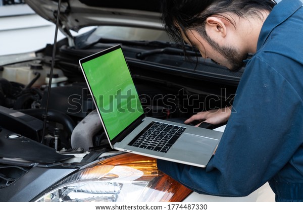 Professional\
mechanic providing car repair and maintenance service in auto\
garage. Car service business\
concept.