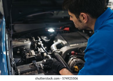 Portrait Happy Car Mechanic Moustache Repairing Stock Photo 2047182749 ...