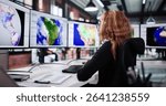 Professional Meteorologist Analyzing Climate Science Data For Weather Forecast.
