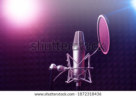 Similar – Image, Stock Photo Recording studio with microphone equipment and tablet on desk in lights