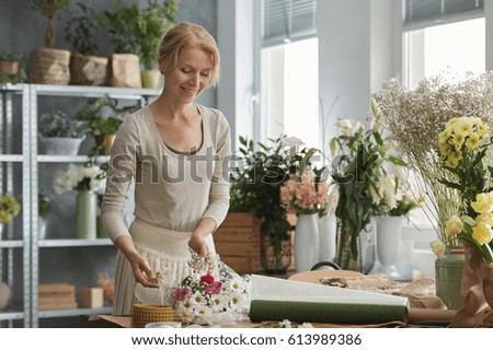 Similar – Image, Stock Photo Daisies in a small white vase on a stone border