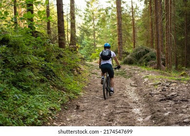 Professional mountain bike cyclist riding a trail in the forest. Active healthy lifestyle. Extreme adventure sports outdoor. - Powered by Shutterstock