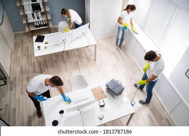 Professional Office Cleaning Services With Face Masks