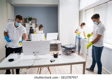 Professional Office Cleaning Services With Face Masks