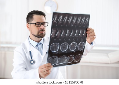 Professional orthopedist examining X-ray picture in clinic - Shutterstock ID 1811590078