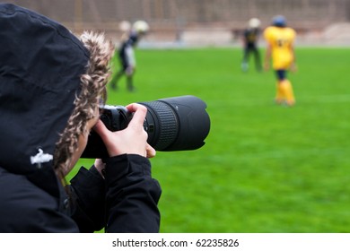 Professional Photographer Shooting Rugby