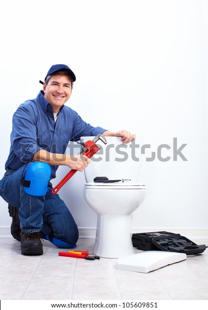 Professional Plumber Doing Toilet Reparation Plumbing Stock Photo (Edit ...