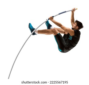 Professional pole vaulter Isolated on white background - Shutterstock ID 2225567195