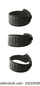 Professional Powerlifting Belt Isolated Over The White Background , Set Of Several Different Foreshortenings