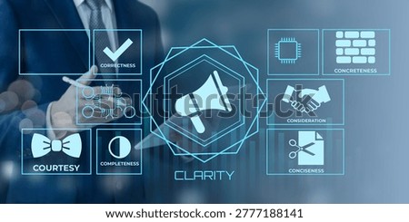Professional presenting key principles of effective communication with clarity and precision in a business setting