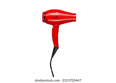 Professional red hair dryer. Isolated on white background. File contains clipping path - Powered by Shutterstock