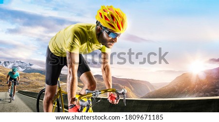 Professional road bicycle racer in action