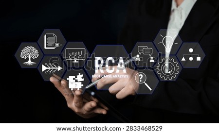 Professional Root Cause Analysis Concepts with Icons and Symbols, Highlighting Problem-Solving Techniques in Business Environments