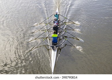 Professional Rowers Training In A Beautiful Italian Lake