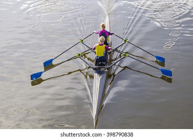 Professional Rowers Training In A Beautiful Italian Lake