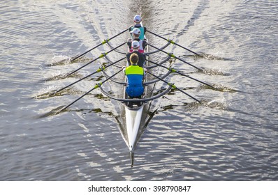 Professional Rowers Training In A Beautiful Italian Lake