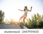 professional skateboarders having fun at the skate park