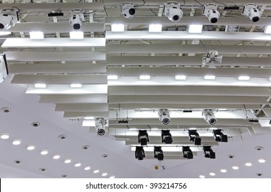 Professional Studio Lighting Equipment On Theater Stage Lighting Rig