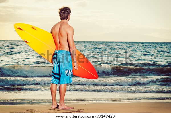 Professional Surfer Holding Surf Board Stock Photo (Edit Now) 99149423