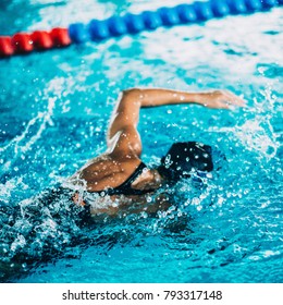 Professional Swimmer, Swimming Race, Indoor Pool