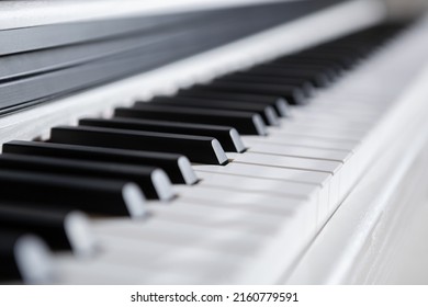 Professional Synthesizer Piano Keyboard. Black And White Keys On High Quality Musical Instrument For Pianist. Curated Collection Of Royalty Free Music Images And Pictures For Wallpaper On Shutterstock