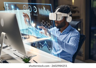 Professional Using Virtual Reality Technology Interface For Data Visualization And Interactive Analytics